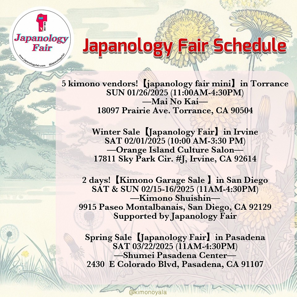 Japanology Fair Schedule Winter-Spring 2025